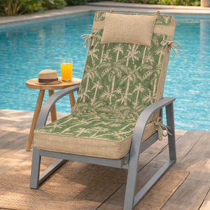 Coussins de chaise de jardin 120x55x8cm, oreillers et coussins d'extérieur confortables, légèrement hydrofuges, sangles de fixation, rembourrage en mousse - Product Image 1