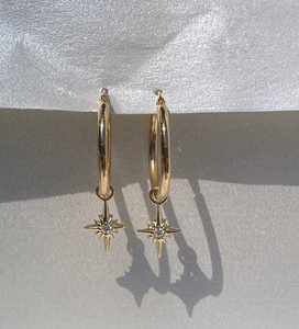 Boucles d'oreilles pendantes polyvalentes en or massif 14K 18K avec diamant de laboratoire taille brillant ronde en forme d'étoile, serties clos, pour usage quotidien - Product Image 3