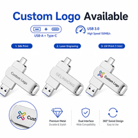 Memoria USB Personalizada con Logotipo, USB 3.0 Tipo C, Doble Interfaz, Metálica, Giratoria, para Teléfono y Portátil, Regalo Promocional Corporativo