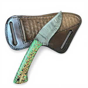 Cuchillo de caza y camping de acero damasco inoxidable con mango de resina epoxi, hoja recta de punta caída, personalización OEM ODM, madera de palisandro - Product Image 6