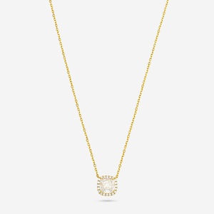 Collar de Plata 92.5, 188299, Chapado en Oro de 18K y Rodio, Estilo Religioso Moderno con Diamante y Perla en Engaste de Bisel, para Bodas - Product Image 1