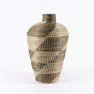 Jarrones de pasto marino negro de alta calidad, maceta de rafia de pasto marino, pieza decorativa para el hogar. - Product Image 3