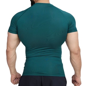 Camiseta de compresión de algodón 100% de alto gramaje, diseño personalizado, lisa, cuello redondo, corte regular, ecológica, transpirable, al por mayor - Product Image 6