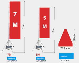 Custom Large Event Mega Outdoor Flag Banner Advertising Telescopic Beach Nobori 5m 7m Rectangle Giant Flag Aluminum Flagpole