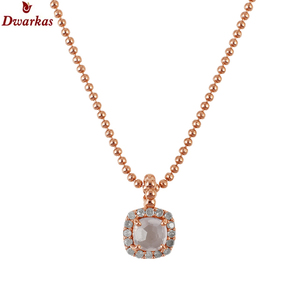 Elegante alta calidad chapado en oro rosa 925 plata esterlina cuarzo rosa multi piedra colgante collar joyería - Product Image 1