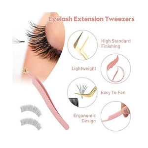 Pince à épiler d'extension de cils de marque privée à 75 degrés pince à épiler à volume droit et mince à tenue forte pointe en fibre pince à épiler personnalisée - Product Image 3