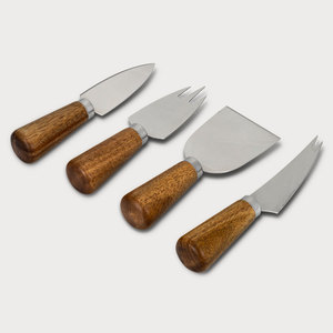 Venta caliente Nuevo diseño Juego de cuchillos de queso de madera Tenedor de queso Afeitadora de queso de acero inoxidable - Product Image 2