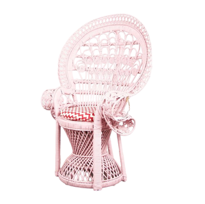 เก้าอี้สูงพับได้สำหรับเด็กเก้าอี้นกยูงหวายสีพาสเทลสีชมพูพรีเมียม2023สำหรับรับประทานอาหาร/ห้องครัว - Product Image 1