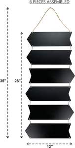 6 Pack Hanging Wood Chalkboard Double Sided Arrow Signs, Erasable Black Board for <b>Wall</b> Decoration 12 x 4 In - Product Image 6