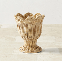 Tissé à la main naturel rotin osier jardinière ensemble piédestal Pot de fleur décoratif intérieur extérieur plante panier en gros jardin décor