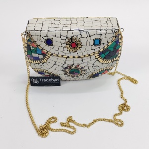 กระเป๋าคลัทช์สีเมทัลลิคสำหรับออกงานสายรัดประดับด้วยลูกปัดสำหรับเจ้าสาว-มีสไตล์กันน้ำ - Product Image 2