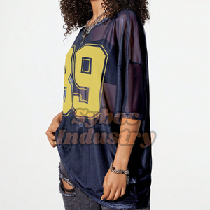 Camiseta unisex de gran tamaño, camiseta de malla de verano transpirable con hombros caídos y estilo para ropa de gimnasio - Product Image 5