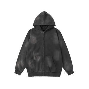 Sweat à capuche en molleton français personnalisé de haute qualité, délavé au soleil, avec fermeture éclair, lavage à l'acide, pour homme, lourd, avec fermeture éclair, sweat à capuche d'hiver avec strass - Product Image 6