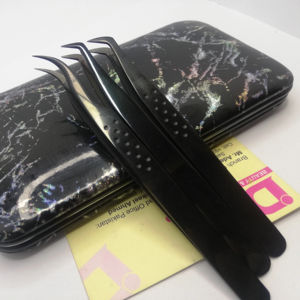 แหนบขนตาพลาสม่าสีดำแบบมืออาชีพแหนบสแตนเลสคุณภาพสูงทนทานสำหรับการต่อขนตา - Product Image 1