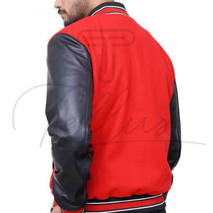 Veste de baseball personnalisée avec logo, style varsity, col montant et logo frontal, en polyester/coton respirant, design brodé - Product Image 6