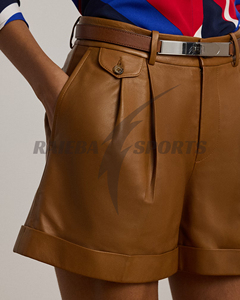 Shorts Bermuda en Cuir Personnalisés pour Femme 2026 – Écologiques, Séchage Rapide, Respirants, Coupe Ample Vintage, Braguette Zippée, Qualité Supérieure - Product Image 5