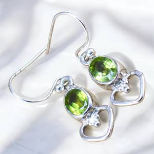 ต่างหูตะขอเงินสเตอริ925ตัดพลอยเพอริดอทเครื่องประดับอย่างดีทำด้วยมือสำหรับของขวัญปาร์ตี้ขายส่งจากโรงงาน - Product Image 1