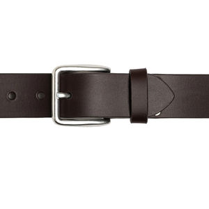 Cinturón de cuero de búfalo marrón de grano completo liso con hebilla de Punta resistente Cinturón de cuero clásico para hombre para ropa formal - Product Image 6