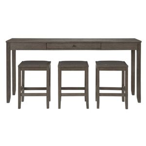 Mesa de bar gris de madera maciza de caoba - Product Image 5