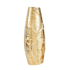 Floreros de Metal Dorado de Diseño Elegante con Diseño de Tallo, el Mejor Diseño, Alta Calidad, Decorativos, con Tamaños de 32.5x12.5 cm - Product Image 1