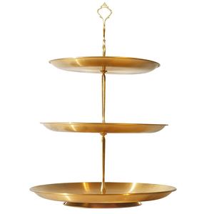 Support à gâteau rond à trois niveaux, lisse et maigre, avec poignée, présentoir à gâteau de luxe - Product Image 2