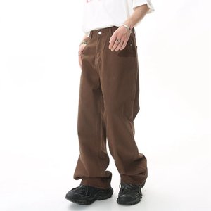 กางเกงยีนส์ขาตรงทรงขากว้างสำหรับผู้ชายกางเกงคาร์โก้น้ำหนักเบามีกระเป๋าแบบมีกระดุมสีพื้นสำหรับ8XL 6XL 7XL ขนาดใหญ่ฤดูร้อน - Product Image 4