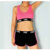 Conjunto de Sujetador y Pantalones Cortos para Mujer, Transpirable, con Logotipo Frontal, Soporte Medio, para Yoga, Nueva Colección, Precio Bajo, Gran Cantidad, Tendencia Actual