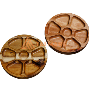 Plateau de service rond en bois de bambou écologique pour hôtels, cafés, bars, plats et assiettes - Product Image 2