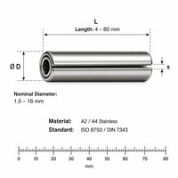 Goupille à ressort en acier inoxydable A2 A4, conforme aux normes ISO 8750 et DIN 7343, résistante à la corrosion, goupille spirale élastique, 1,5-16 mm