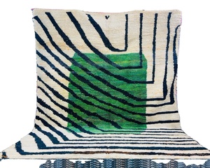 Alfombra de Lana Marroquí de Estilo Europeo Moderno, Abstracta, con Mechones Cortados, Geométrica, Lavable, de Pelo Medio, Acolchada, Rectangular, para Oficina - Product Image 1