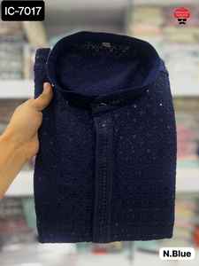 Indian Traditional Wear Chikan Work Kurta for all Beautiful Cccasions with Multiple Colors are Available for Men's Wear Kurta - Product Image 2