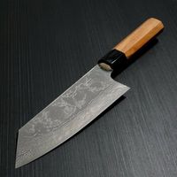 Couteau de chef personnalisé en acier damas forgé à la main avec lame tranchante et manche en bois de Pakka, couteau de cuisine écologique