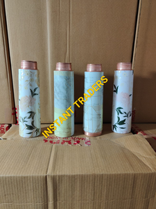 Pure Copper Water <b>Bottle</b> with Different Gold Print Designs 800 ML - Product Image 2