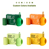 Distributeur de sacs à déjections canines en silicone en forme de mangue créatif avec mousqueton, accessoire de promenade en extérieur, OEM