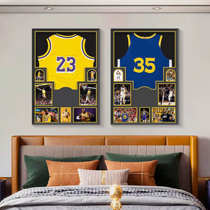 Cadre d'affichage de basket-ball avec étoiles <span class=keywords><strong>Stephen</strong></span>, toile huilée en porcelaine, art mural pour chambre d'enfant garçon, décoration de chevet - Product Image 2