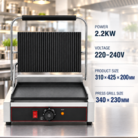 Grill électrique professionnel, presse à panini, plaque antiadhésive en acier inoxydable, presse à sandwichs pour restaurant, café