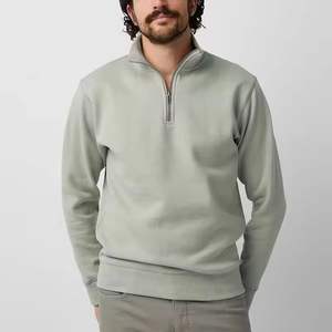 Custom <b>Men's</b> Half <b>Zip</b> Pullover <b>Quarter</b> <b>Zip</b> Solid Color Warmer <b>Fleece</b> 100% Cotton Lined Breathable Sweatshirt for Autumn - Product Image 2