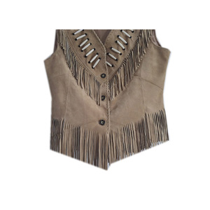 Chaleco de Cuero Genuino para Mujer, Superventas 2025, Elegante, con Botones y Borlas, Prenda Exterior Nueva - Product Image 6