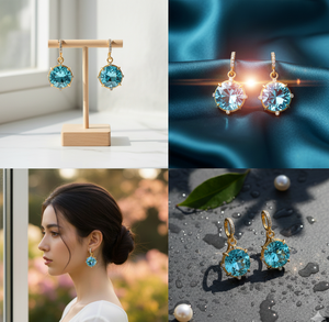 Wholesale Elegant Vintage 925 Sterling Silver Rhodium Plated Earrings with Blue Topaz and <b>Pearl</b> for Women Weddings and Parties - Product Image 3