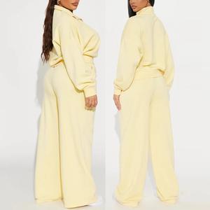 Conjunto de Dos Piezas de Pantalones Anchos y Sudadera de Manga Larga con Cierre, Informal, Deportiva, Antipilling, para Mujer, Invierno - Product Image 6