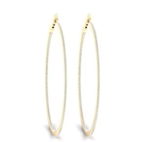 Boucles d'oreilles créoles en diamant naturel de qualité supérieure 14K/18K or IGI certifié bijoux fins pour cadeaux d'occasions spéciales de style à la mode - Product Image 1