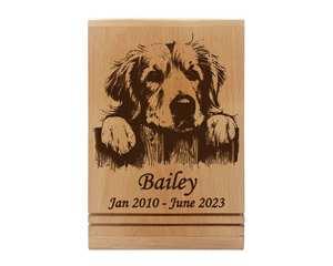 Golden Retriever Dog Memorial <b>Pet</b> <b>Urn</b> Cremation <b>Urn</b> Golden Photo <b>Urn</b> with Custom Engraving - Product Image 5