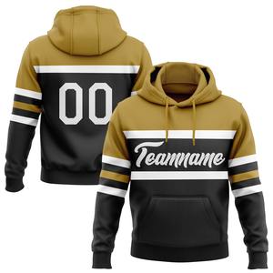 Directo de la industria al por mayor 3D bordado personalizado cosido negro blanco-oro antiguo línea deportes pulóver Sudadera con capucha - Product Image 1