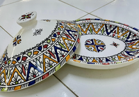 Tajine en céramique ovale coloré peint à la main, fait main, sans plomb, pot à tajine artisanal, pots marocains faits à la main