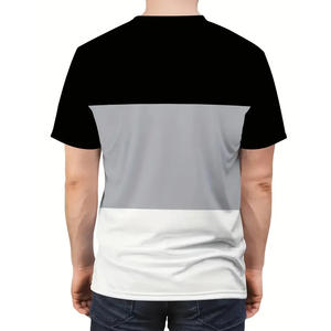 Camiseta de Punto con Bloques de Color Estilo Urbano para Hombre, Corte Regular, Tacto Suave, Transpirable, Ecológica, Uso Diario Informal, Minimalista - Product Image 5