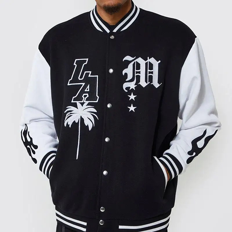 Winter Embroidered Black Baseball Men'S Casual Oem Clothing Manufacturers Wholesale High Quality Bomber Custom Varsity Jacket