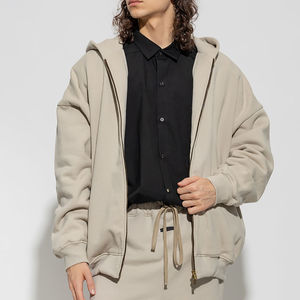 Sweat à capuche unisexe pour homme, lourd, uni, d'hiver, à fermeture éclair, avec col montant, en tissu polaire, impression numérique - Product Image 2