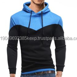 Sweat-shirts pour hommes décontractés à panneaux bicolores Streetwear avec poches kangourou Personnaliser la couleur des panneaux Sweat-shirts 100% coton pour homme - Product Image 5