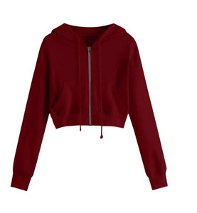 Women's Loose Hooded Winter Crop Top New Design Cotton <b>Hoodie</b> with Custom Logo Front Logo Position - Product Image 5