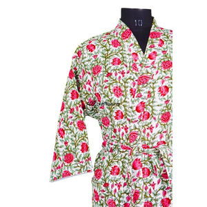 Nuevo Kimono Elegante de Alta Calidad con Estampado Digital 100% Algodón, Cuello en V, Largo Completo, Diseño Floral, Casual y Transpirable - Product Image 5